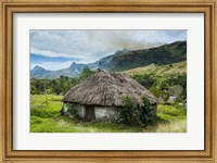 Framed Traditional thatched roofed huts in Navala in the Ba Highlands, Fiji