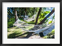 Framed Hammock on the beach, Nacula island, Yasawa, Fiji, South Pacific