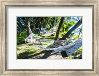 Framed Hammock on the beach, Nacula island, Yasawa, Fiji, South Pacific