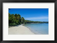 Framed White sand beach and turquoise water, Nanuya Lailai Island, Blue Lagoon, Yasawa, Fiji, South Pacific