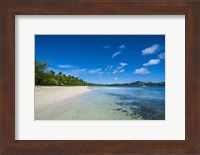 Framed White sand beach and turquoise water, Nanuya Lailai Island, Blue Lagoon, Yasawa, Fiji