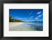 Framed White sand beach and turquoise water, Nanuya Lailai Island, Blue Lagoon, Yasawa, Fiji