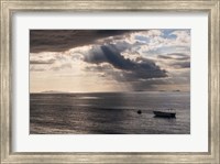 Framed Dramatic light over a little boat, Mamanucas Islands, Fiji, South Pacific