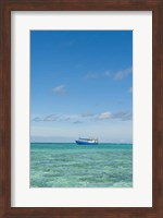 Framed Fishing boat in the turquoise waters of the blue lagoon, Fiji