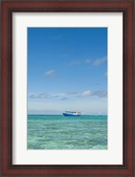 Framed Fishing boat in the turquoise waters of the blue lagoon, Fiji