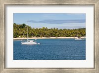 Framed Little sailboat in the blue lagoon, Yasawa, Fiji, South Pacific
