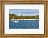 Framed Little sailboat in the blue lagoon, Yasawa, Fiji, South Pacific