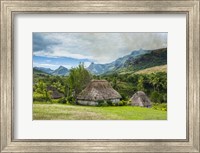Framed Traditional thatched roofed huts in Navala in the Ba Highlands of Viti Levu, Fiji
