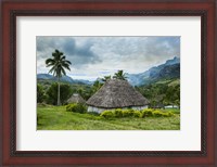 Framed Traditional thatched roofed huts in Navala, Fiji, South Pacific