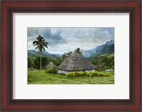 Framed Traditional thatched roofed huts in Navala, Fiji, South Pacific