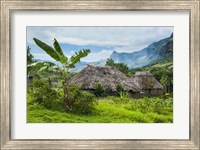 Framed Traditional thatched roofed huts in Navala, Fiji