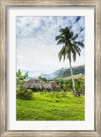 Framed Traditional thatched roofed huts in Navala in the Ba Highlands of Viti Levu, Fiji, South Pacific