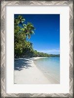Framed White sand beach and water at the Nanuya Lailai island, the blue lagoon, Fiji