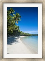 Framed White sand beach and water at the Nanuya Lailai island, the blue lagoon, Fiji