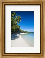 Framed White sand beach and water at the Nanuya Lailai island, the blue lagoon, Fiji