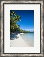 Framed White sand beach and water at the Nanuya Lailai island, the blue lagoon, Fiji