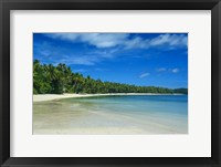 Framed White sand beach and water at the Nanuya Lailai island, the blue lagoon, Yasawa, Fiji, South Pacific