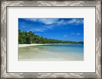 Framed White sand beach and water at the Nanuya Lailai island, the blue lagoon, Yasawa, Fiji, South Pacific