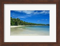Framed White sand beach and water at the Nanuya Lailai island, the blue lagoon, Yasawa, Fiji, South Pacific