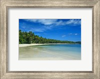 Framed White sand beach and water at the Nanuya Lailai island, the blue lagoon, Yasawa, Fiji, South Pacific