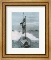 Framed World War I (1914-1918). The British submarine E-8. Sank a German destroyer in the North Sea