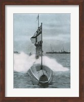 Framed World War I (1914-1918). The British submarine E-8. Sank a German destroyer in the North Sea