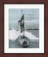 Framed World War I (1914-1918). The British submarine E-8. Sank a German destroyer in the North Sea