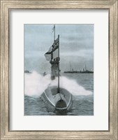 Framed World War I (1914-1918). The British submarine E-8. Sank a German destroyer in the North Sea