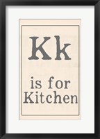 Framed K is for Kitchen