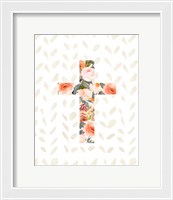 Framed Orange Floral Cross