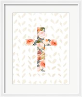 Framed Orange Floral Cross