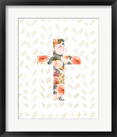 Framed Orange Floral Cross