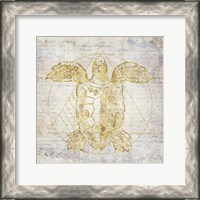 Framed Turtle Geometric Gold