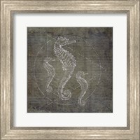 Framed Seahorse Geometric Silver