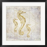 Framed Seahorse Geometric Gold