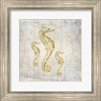 Framed Seahorse Geometric Gold