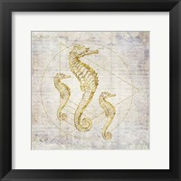 Seahorse Geometric Gold Framed Print