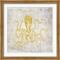 Framed Octopus Geometric Gold