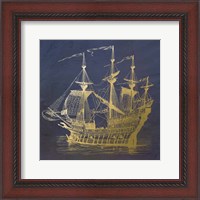 Framed Gold Ship
