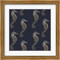 Framed Gold Seahorse Pattern