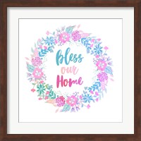 Framed Bless Our Home -Pastel