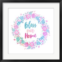 Framed Bless Our Home -Pastel