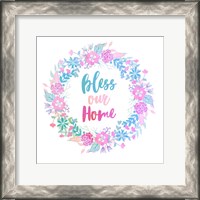 Framed Bless Our Home -Pastel