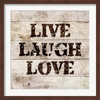 Framed Live Laugh Love In Wood