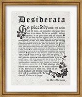 Framed Old English Desiderata In Gray