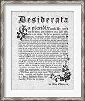 Framed Old English Desiderata In Gray