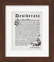 Framed Old English Desiderata In Gray