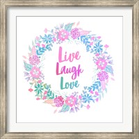 Framed Live, Laugh, Love-Pastel