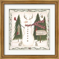 Framed Woodsy Woodland Snowman