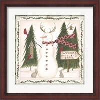 Framed Woodsy Woodland Snowman
